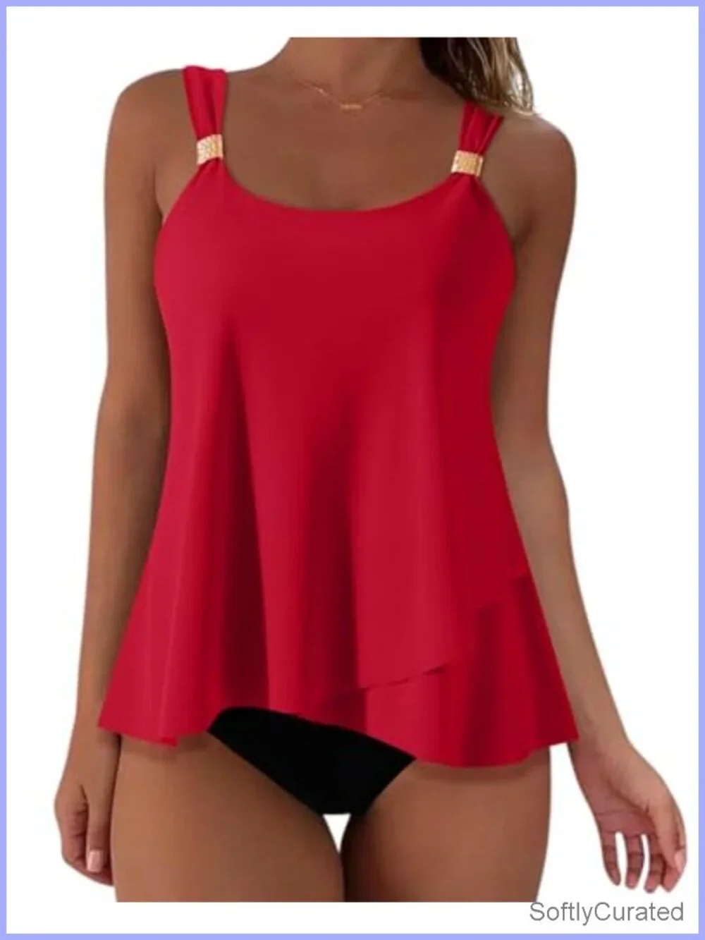 Ruffle High Waisted Tankini Swimsuit Tummy Control Bathing Suit Two Piece